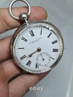 Antique solid silver Fattorini & Sons Bradford pocket watch 1902 working ref2291