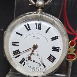 Antique solid silver Fattorini & Sons Bradford pocket watch 1909 working ref2641