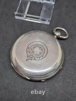 Antique solid silver GENTS H. Pinhorne Portsea pocket watch 1882 WithO ref3289