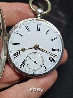 Antique solid silver Gents Fusee London pocket watch 1870 WithO ref3188
