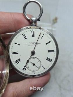 Antique solid silver H. Samuel Manchester pocket watch 1883 working ref2445