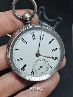 Antique solid silver M. HEPTINSTALL PONTEFRACT pocket watch 1892 WithO ref3303