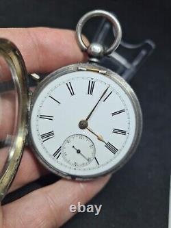 Antique solid silver M. HEPTINSTALL PONTEFRACT pocket watch 1892 WithO ref3303