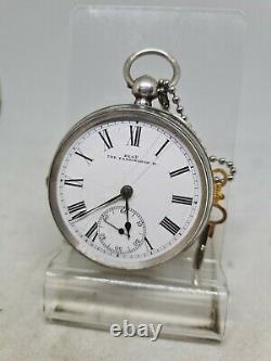 Antique solid silver The Farringdon Waltham pocket watch 1888 working ref1831