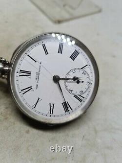 Antique solid silver The Farringdon Waltham pocket watch 1888 working ref1831