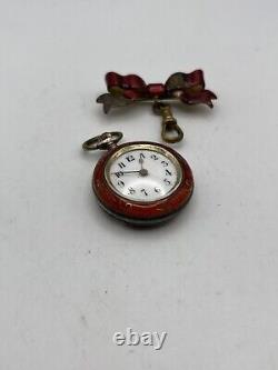 Antique solid silver & enamel fob watch swiss made