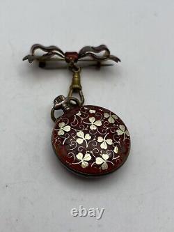 Antique solid silver & enamel fob watch swiss made