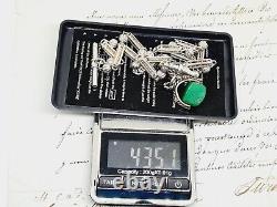Antique solid silver fancy link Albert pocket watch chain and fob 43 gram