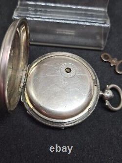 Antique solid silver fusee F. Sims Watford pocket watch 1879 WithO ref2743