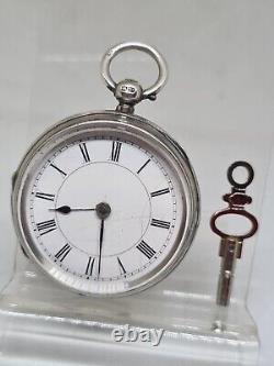 Antique solid silver fusee London pocket watch 1887 WithO re2593