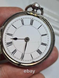 Antique solid silver fusee London pocket watch 1887 WithO re2593