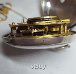 Antique solid silver fusee verge pair cased Birmingham pocket watch 1812 ref10