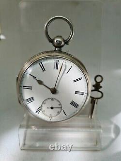 Antique solid silver gents Bauerle Edinburgh pocket watch 1898 WithO ref1l2151