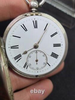 Antique solid silver gents Birmingham pocket watch 1896 WithO ref2774