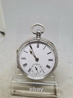 Antique solid silver gents Chester pocket watch 1913 working ref1851