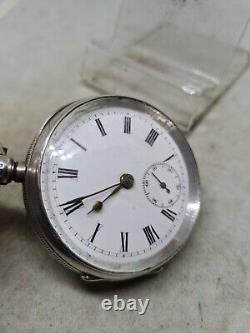Antique solid silver gents Chester pocket watch 1913 working ref1851