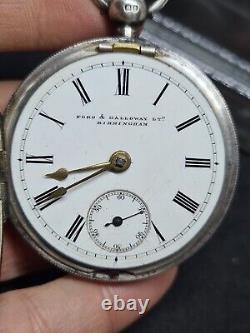 Antique solid silver gents Ford & Galloway Ltd pocket watch 1898 WithO ref3183