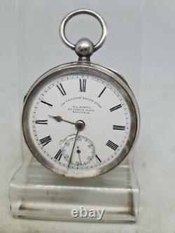 Antique solid silver gents H. L. Brown Sheffield pocket watch 1898 working re1912