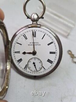 Antique solid silver gents H. Samuel Manchester pocket watch 1898 WithO ref2230