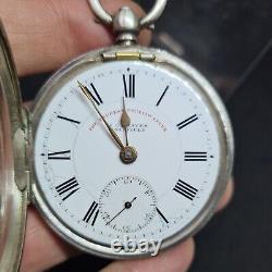 Antique solid silver gents J. G. Graves Shenfield pocket watch 1901 WithO ref2638