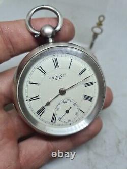Antique solid silver gents J. G. Graves Waltham Mass pocket watch 1899 WithO re2413