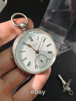Antique solid silver gents Kay Jones & co pocket watch 1889 WithO ref2767
