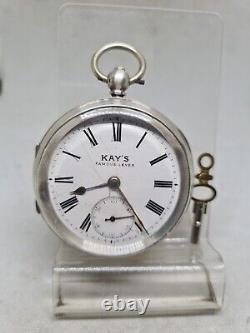 Antique solid silver gents Kay'sfamous lever pocket watch 1903 working ref2407