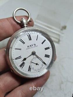 Antique solid silver gents Kay'sfamous lever pocket watch 1903 working ref2407