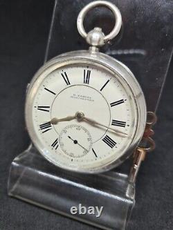 Antique solid silver gents Samuel Manchester pocket watch 1896 WithO ref2763