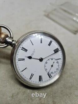 Antique solid silver gents Sanders & Co London pocket watch 1906 WithO ref1849