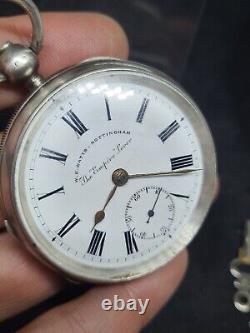 Antique solid silver gents W. E. WATTS NOTTINGHAM pocket watch 1900 re2860