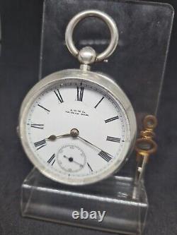 Antique solid silver gents Waltham Mass pocket watch 1896 WithO ref2888