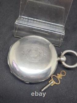 Antique solid silver gents Waltham Mass pocket watch 1896 WithO ref2888