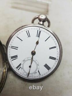 Antique solid silver gents Waltham mass pocket watch 1882 working ref1635