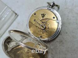 Antique solid silver gents Waltham mass pocket watch 1890 working ref1857