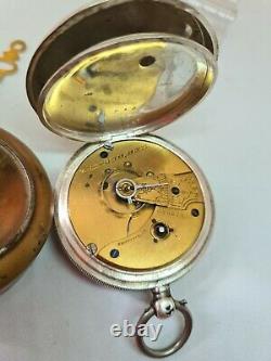 Antique solid silver gents Waltham mass pocket watch 1890 working ref2037