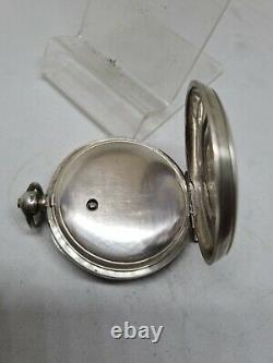 Antique solid silver gents Waltham mass pocket watch 1892 working ref2122