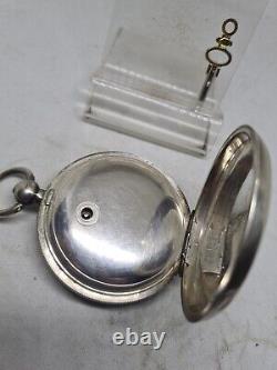 Antique solid silver gents Waltham mass pocket watch 1899 working ref2358