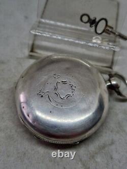 Antique solid silver gents Waltham mass pocket watch 1913 WithO ref2565