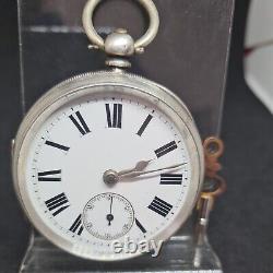 Antique solid silver gents fusee Birmingham pocket watch 1876 Working ref2652