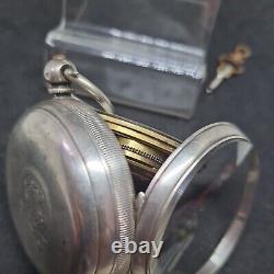 Antique solid silver gents fusee Birmingham pocket watch 1876 Working ref2652