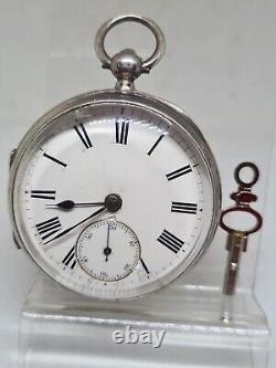 Antique solid silver gents fusee Chester pocket watch 1886 WithO re2591