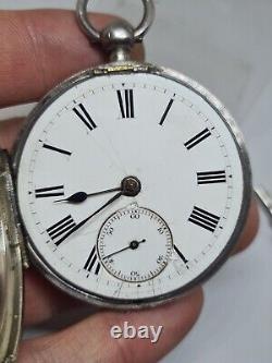 Antique solid silver gents fusee Chester pocket watch 1886 WithO re2591