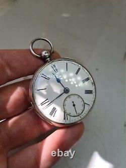 Antique solid silver gents fusee London pocket watch 1855 ref2266 working