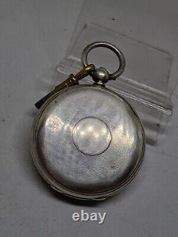 Antique solid silver gents fusee London pocket watch 1874 WithO ref2596