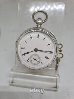 Antique solid silver gents fusee London pocket watch 1875 WithO ref2353