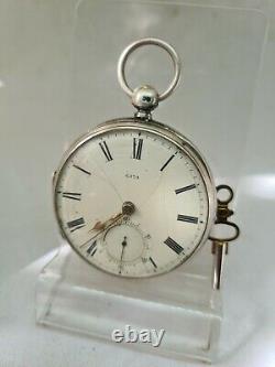 Antique solid silver gents fusee London pocket watch 1875 ref2150 working