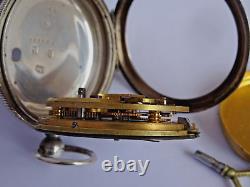 Antique solid sterling silver J G Graves The Express English Lever +key. Working