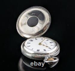 Antique sterling silver half hunter fob watch, pocket watch