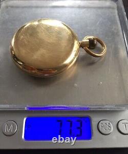 Antiques 18 Ct Solid Gold Full Hunter Pocket Watch By Rotherhams Working Order